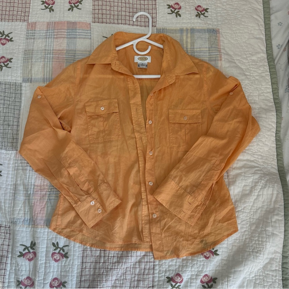 Talbots Apricot Button-Up Blouse
